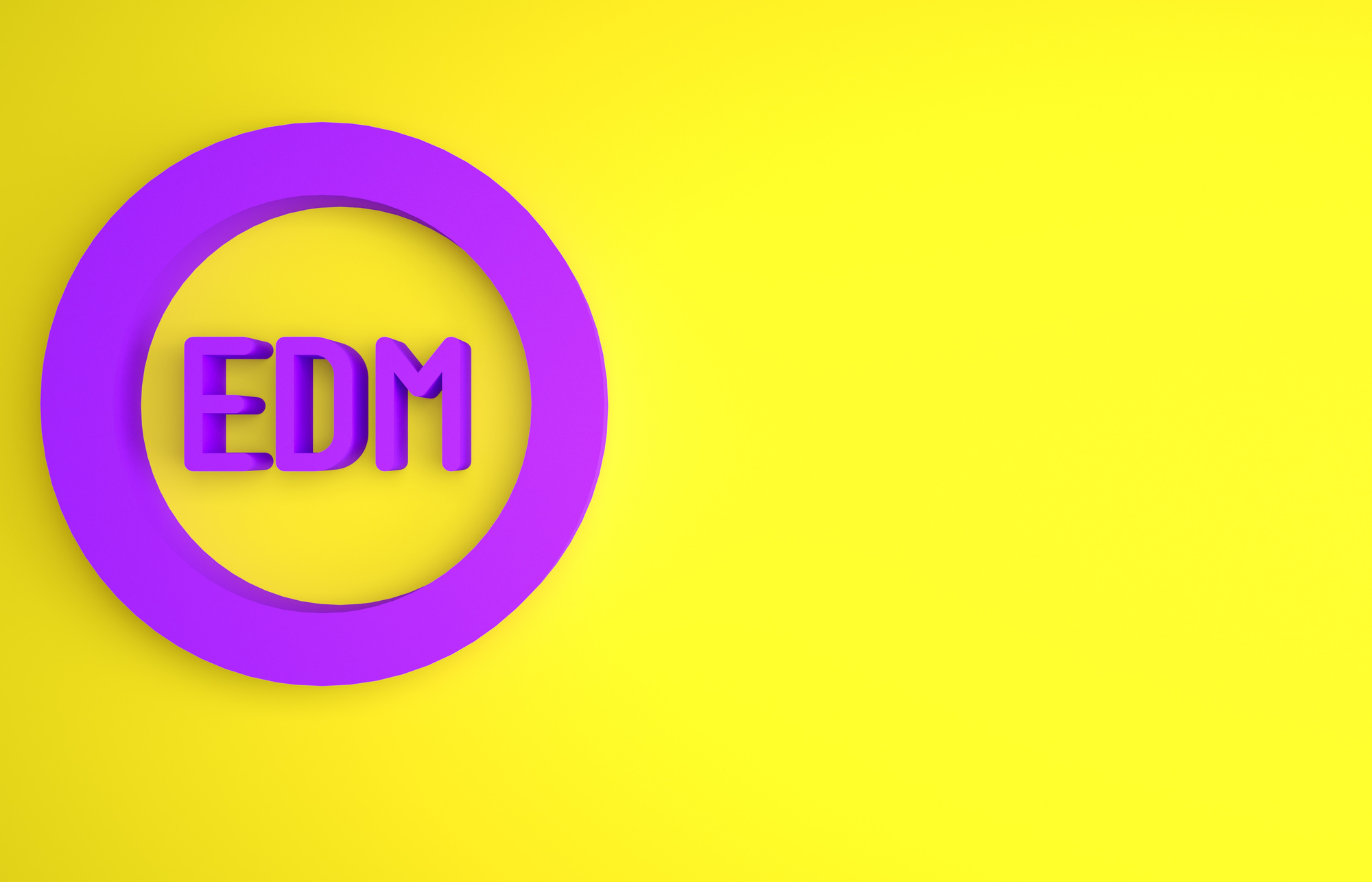Purple EDM Electronic Dance Music Icon Isolated on Yellow Background. Minimalism Concept. 3D Render Illustration